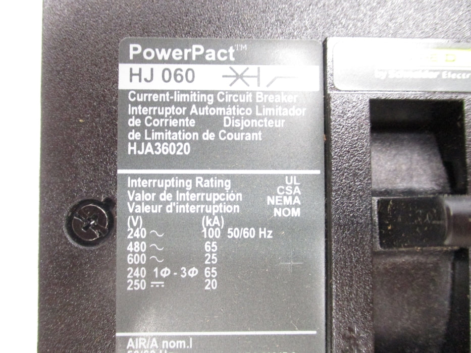 SQUARE D HJA36020 600V 20A NSNP