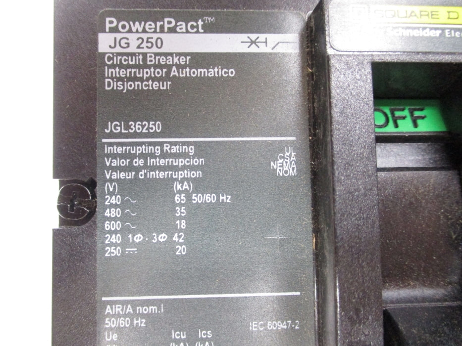 SQUARE D JGL36250 600V 250A NSNP