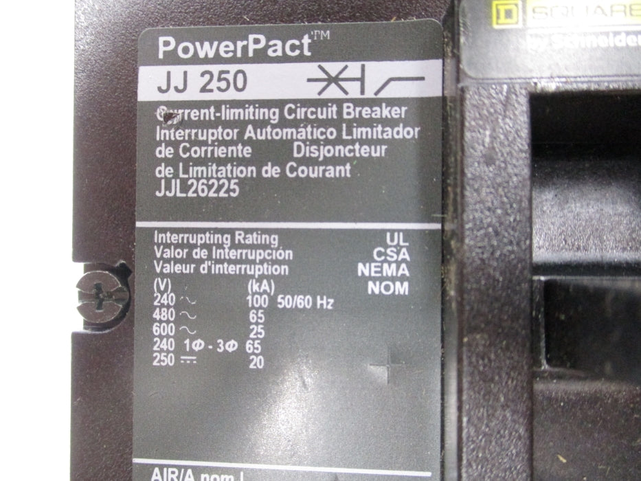 SQUARE D JJL26225 600V 225A NSNP