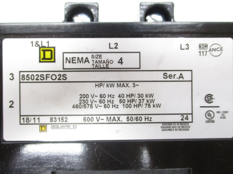 SQUARE D 8502SFO2V02S SER. A 110/120V NSNP