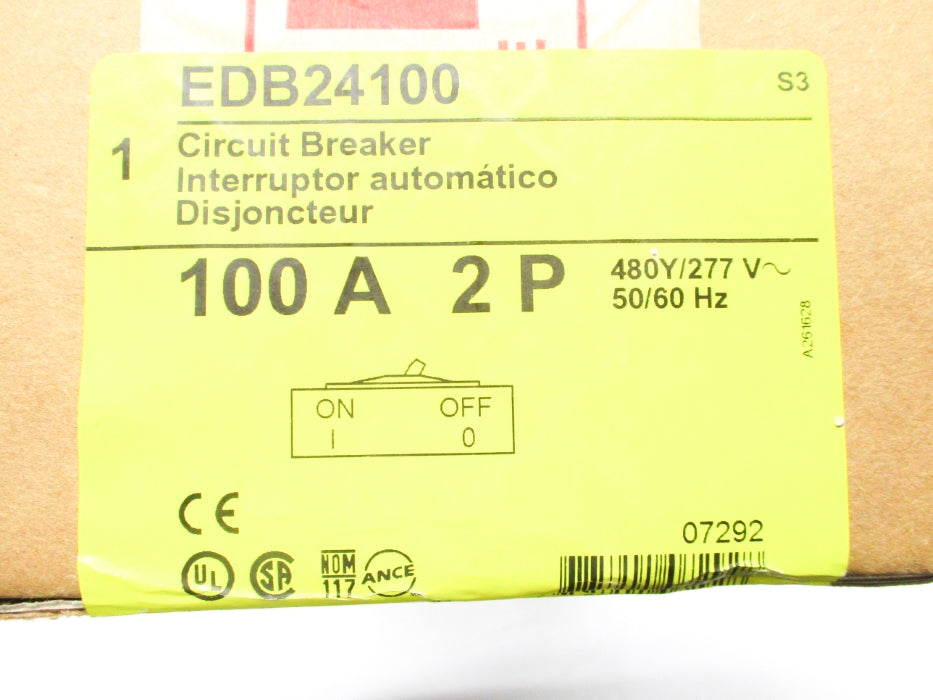 SQUARE D EDB24100 277V 100A NSFS