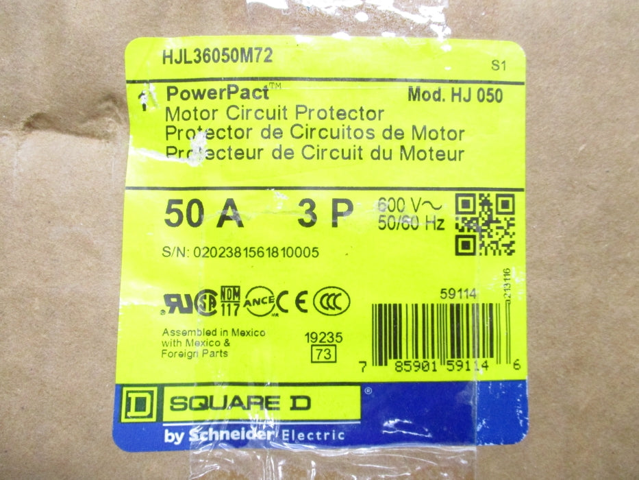 SQUARE D HJL36050M72 600V 50A NSMP