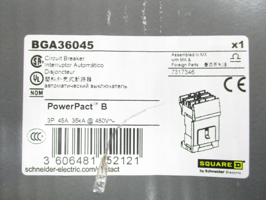 SQUARE D BGA36045 480V 45A NSMP