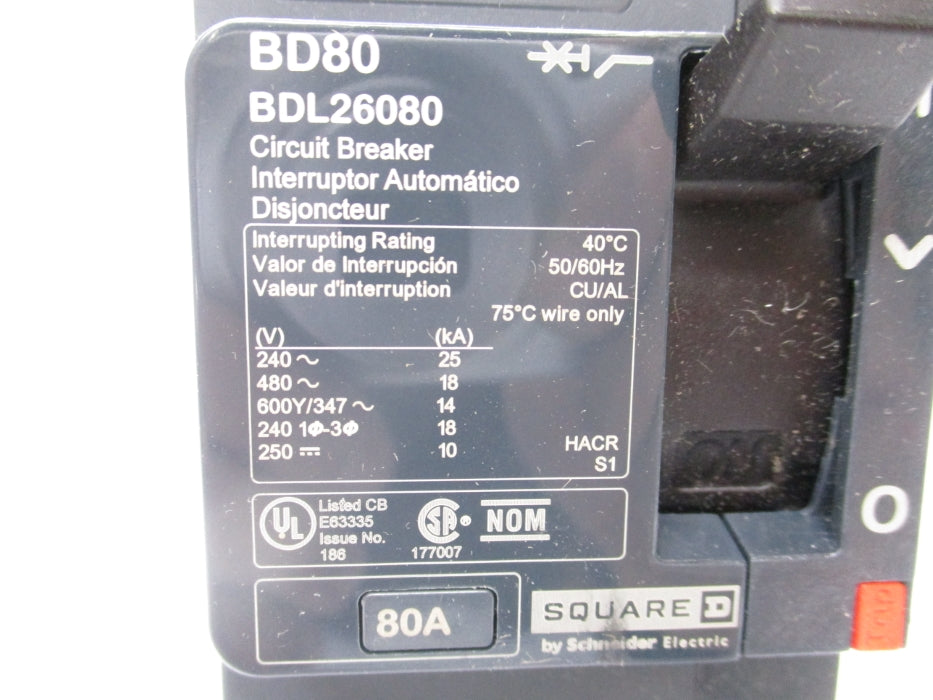 SQUARE D BDL26080 480V 80A NSMP