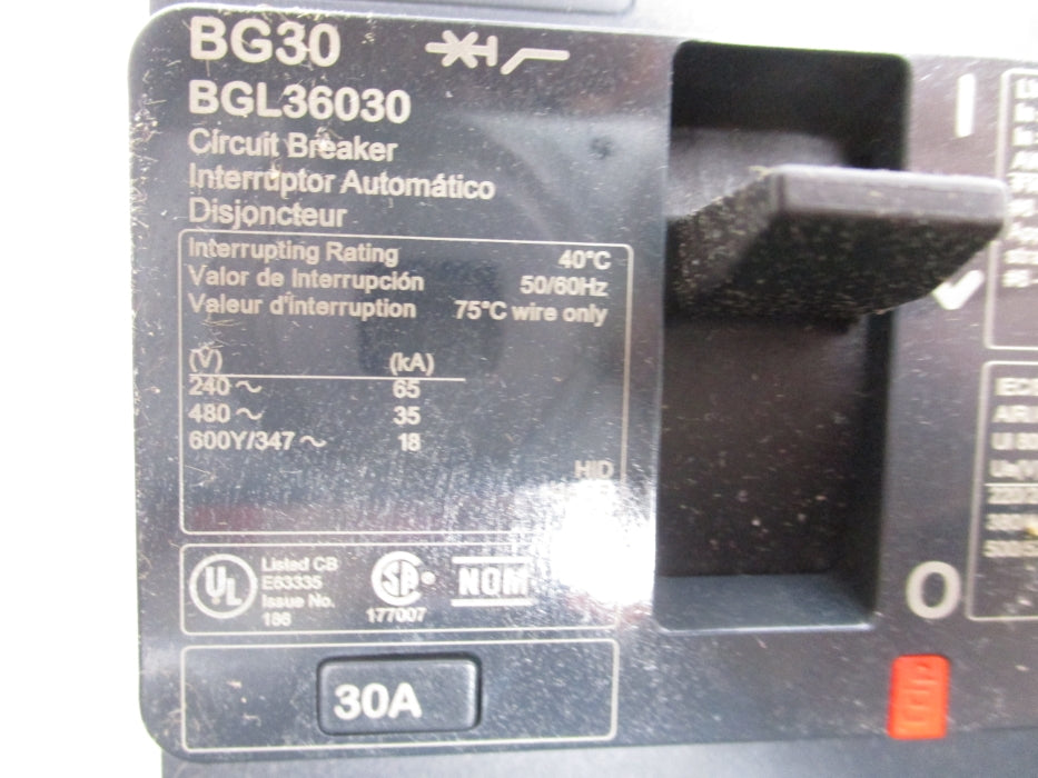 SQUARE D BGL36030 480V 30A NSMP