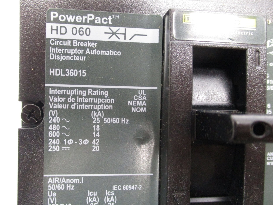 SQUARE D HDL36015 600V 15A NSMP