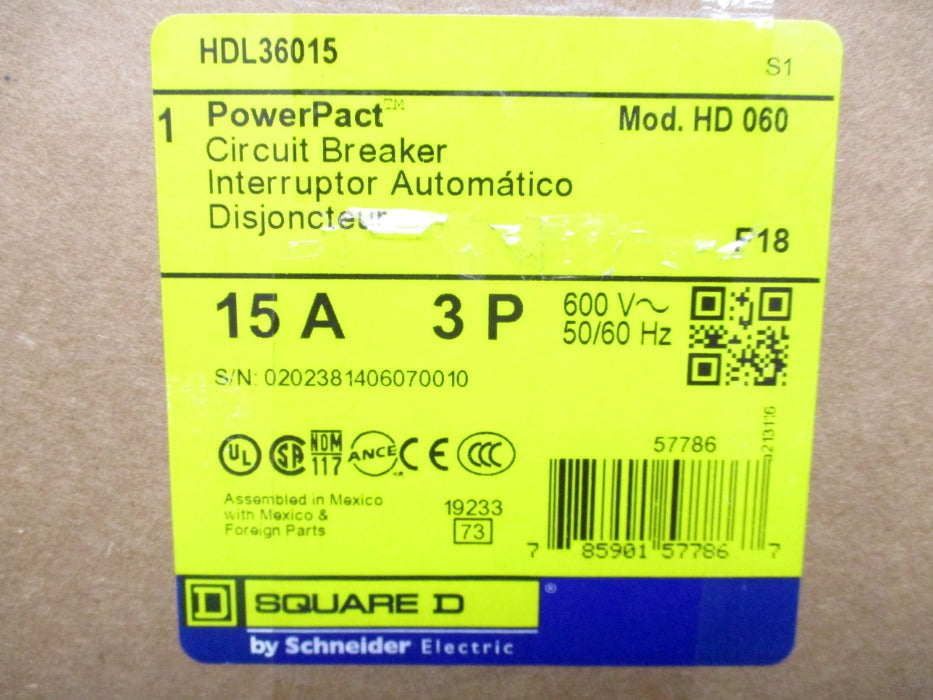SQUARE D HDL36015 600V 15A NSMP