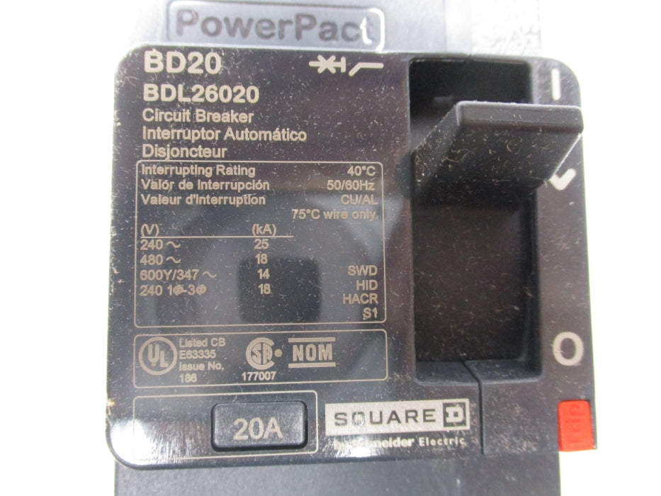 SQUARE D BDL26020 480V 20A (AS PICTURED) NSMP