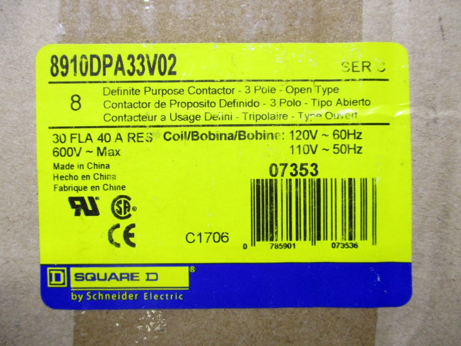 SQUARE D 8910DPA33V02 SER. C 120V (PKG OF 8) NSFS