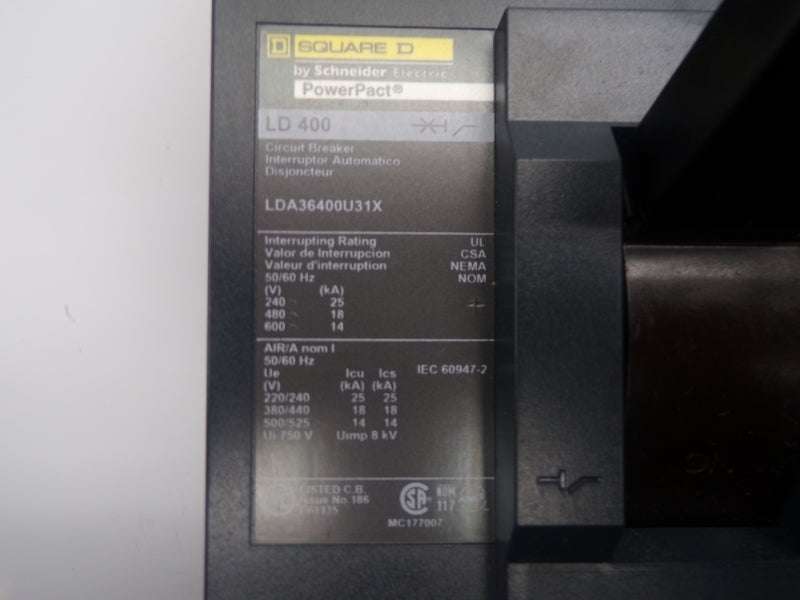 SQUARE D LDA36400U31X 600V 400A (AS IS) NSNP