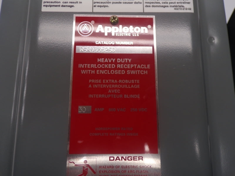 APPLETON WSRD3352SQ SER. F06 600VAC 30A NSMP