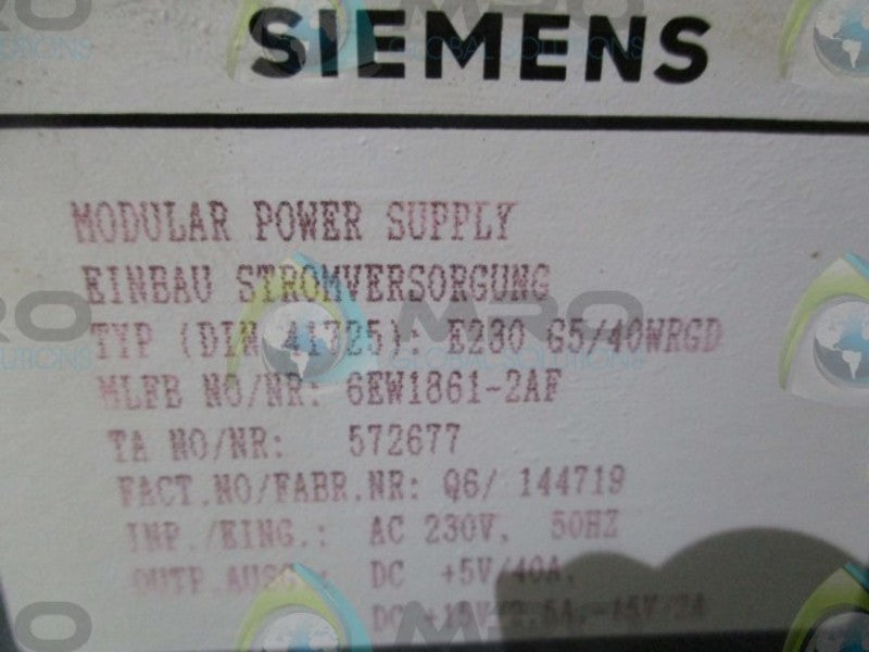 SIEMENS 6EW1861-2AF POWER SUPPLY  UNMP