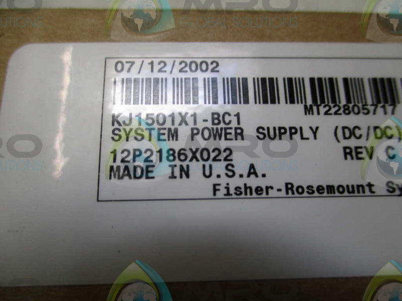 FISHER-ROSEMOUNT DELTA V 12P2186X022 POWER SUPPLY KJ1501X1-BC1  NSMP
