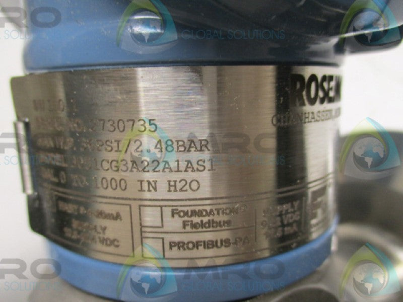 ROSEMOUNT 3051CG3A22A1AS1 TRANSMITTER 0-1000"H20  NSNP
