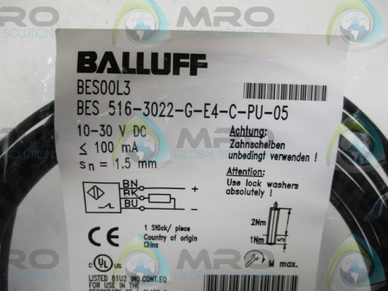 BALLUFF BES516-3022-G-E4-C-PU-05 INDUCTIVE SENSOR * NEW IN FACTORY BAG *