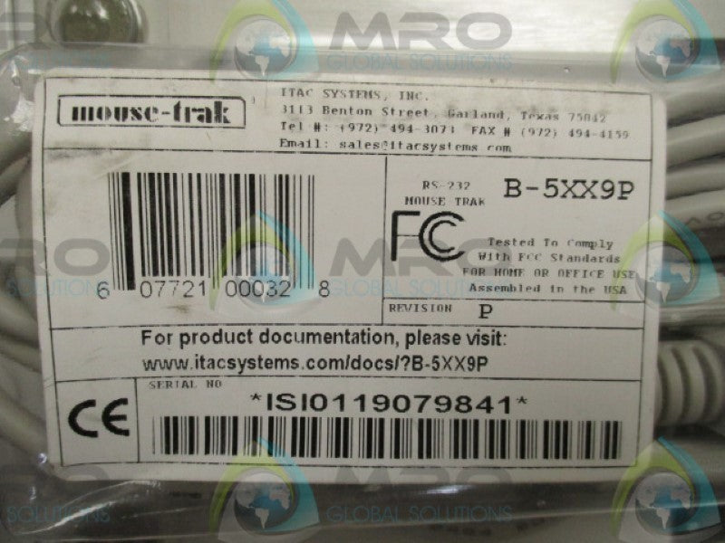 ITAC SYSTEMS MOUSE-TRAK B-5XX9P TRACKBALL MOUSE * NEW IN ORIGINAL PACKAGE *