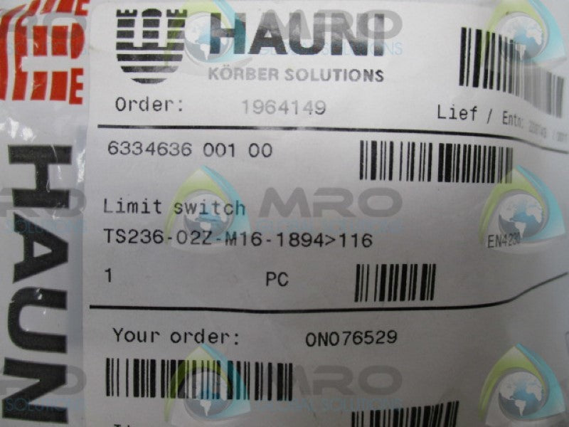 SCHMERSAL TS236-02Z-M16-1894 LIMIT SWITCH  NSMP