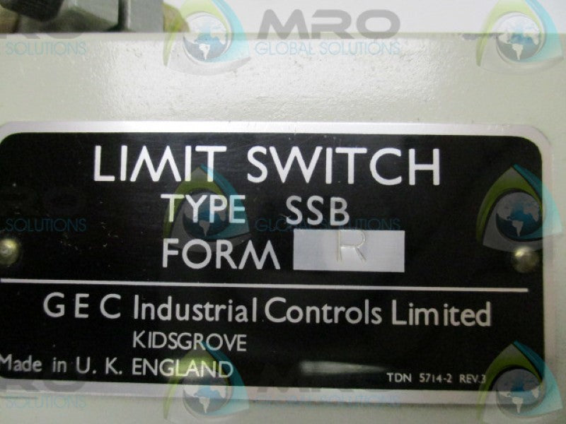 GEC INDUSTRIAL CONTROLS SSB FORM: R LIMIT SWITCH  NSNP