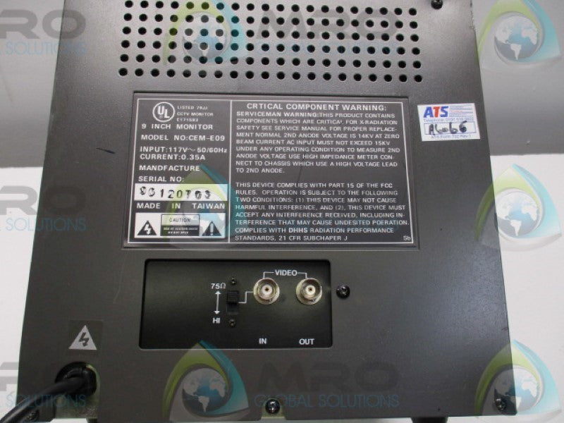 SONY CEM-E09 MONITOR 9" 117V  UNMP