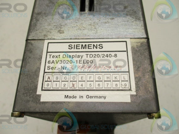 SIEMENS 6AV3020-1EL00 TD20/240-8 TEXT DISPLAY   UNMP