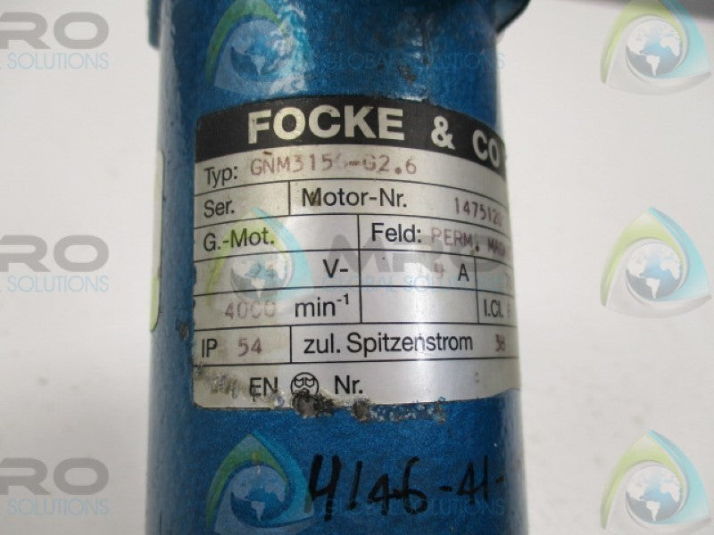 FOCKE GNM3156-G2.6 GEARMOTOR WITH GEARBOX 24V  3.9A 70W   UNMP