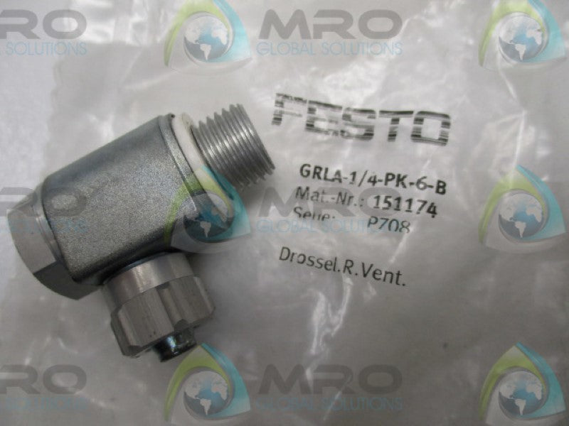 FESTO GRLA-1/4-PK-6-B ONE WAY FLOW CONTROL VALVE   NSNP