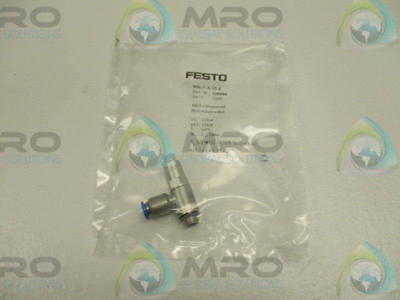 FESTO HGL-1/8-QS-6 530040 PILOTED CHECK VALVE * NEW IN FACTORY BAG *