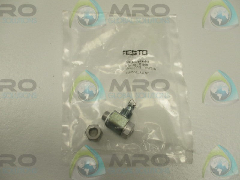 FESTO GRLA-1/8-PK-6-B ONE WAY FLOW CONTROL VALVE  * NEW IN FACTORY BAG *