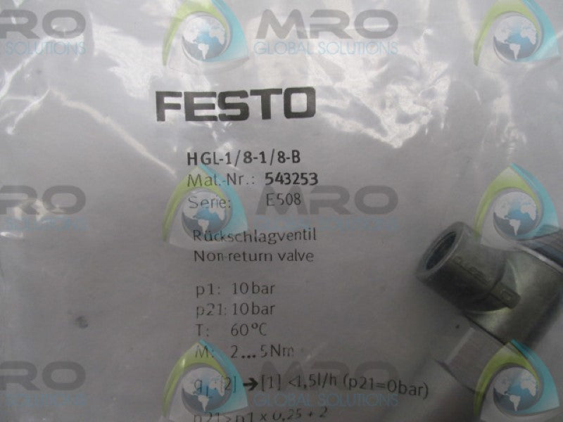FESTO HGL-1/8-1/8-B 543253 PILOTED CHECK VALVE  NSMP