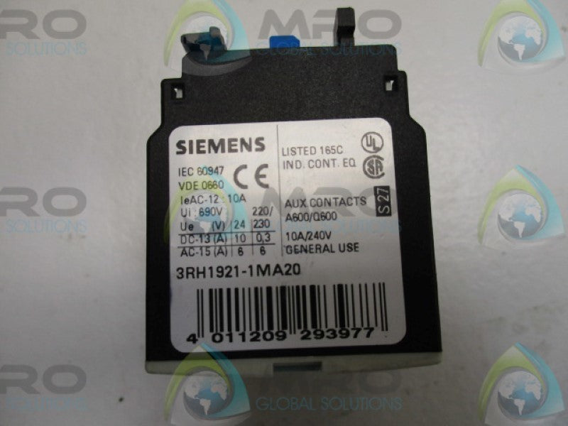 SIEMENS 3RH1921-1MA20 AUXILIARY SWITCHING BLOCK  UNMP