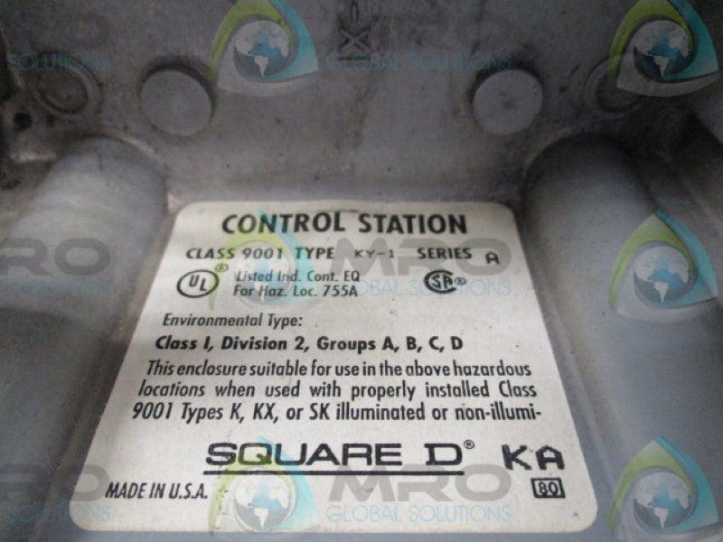SQUARE D 9001KY-1 CONTROL STATION 1-HOLE ENCLOSURE  UNMP