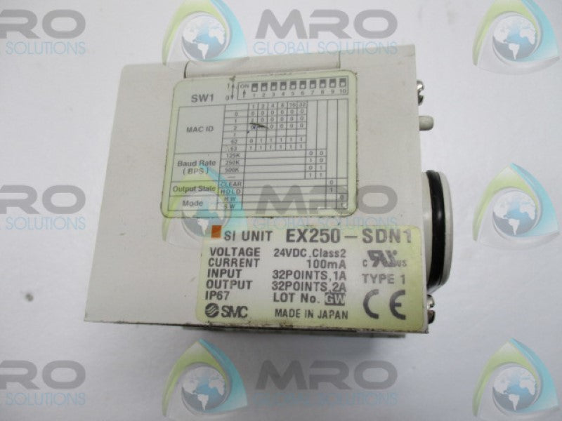 SMC DEVICENET EX250-SDN1 SI UNIT (AS PICTURED)  UNMP