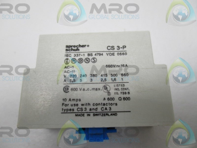 SPRECHNER+SCHUH CS3-P-20 AUXILIARY CONTACT  UNMP