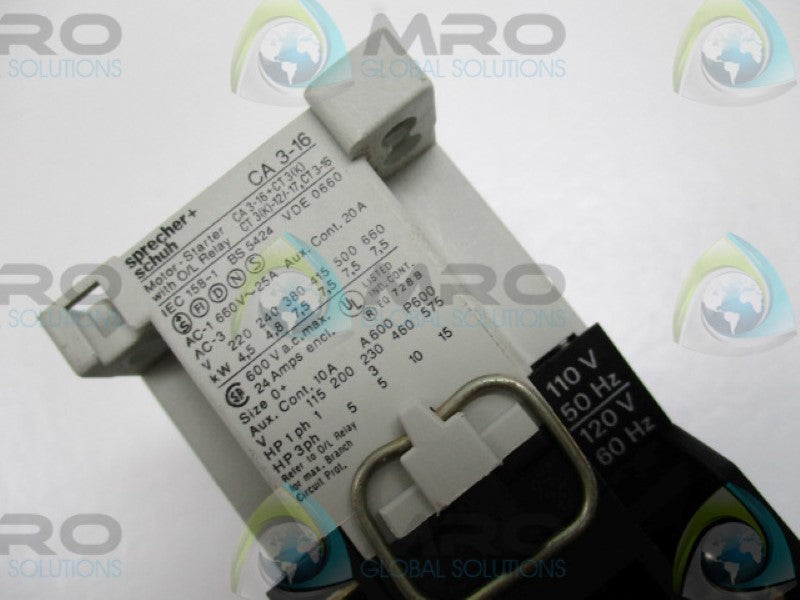 SPRECHNER+SCHUH CA3-16-01-120 CONTACTOR 120V   UNMP