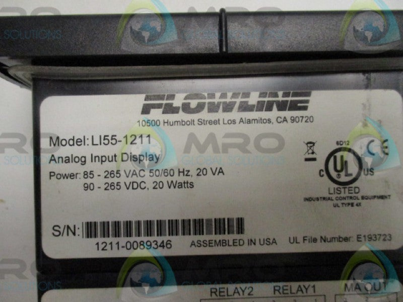 FLOWLINE LI55-1211 LEVEL CONTROLLER 85-265 VAC  UNMP