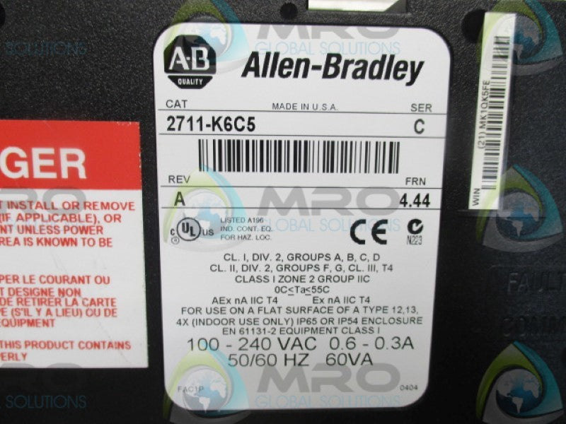 INDUSTRIAL SPARE PART PANELVIEW 600 2711-K6C5 SER. C F/W: 4.44 COLOR DISPLAY  UNMP