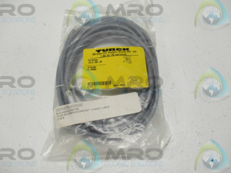 TURCK VAS22-D567-5M DIN VALVE PLUG CABLE * NEW IN FACTORY BAG *