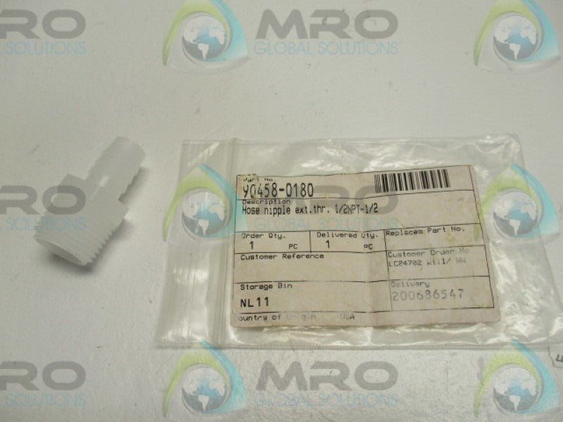 INDUSTRIAL MRO 90458-0180 HOSE NIPPLE 1/2" * NEW IN FACTORY BAG *
