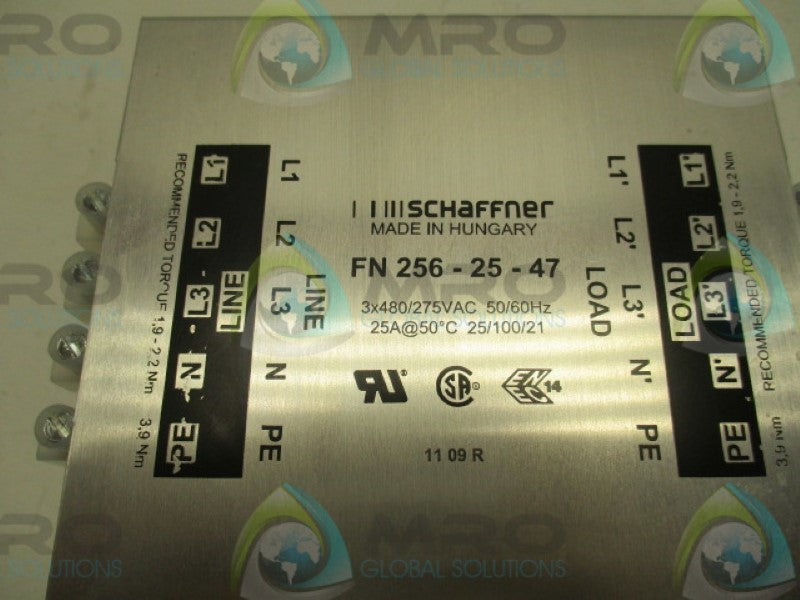 SCHAFFNER FN256-25-47 POWER LINE FILTER 3X480/275VAC  NSNP