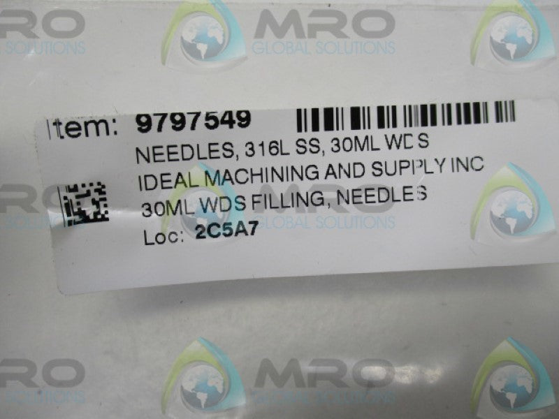 IDEAL MACHINING & SUPPLY 9797549 WDS FILLING NEEDLE 30ML  NSNP