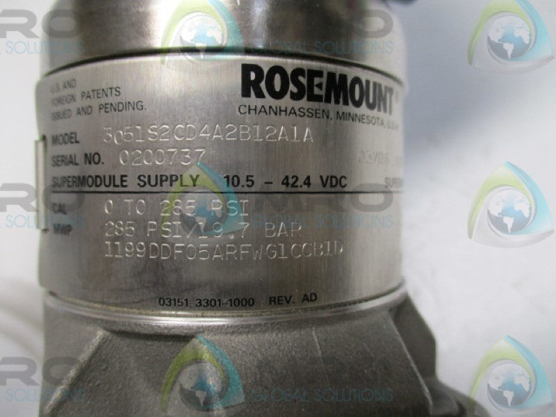 ROSEMOUNT 3051S2CD4A2B12A1A TRANSMITTER 0-285PSI 19.7BAR  NSNP