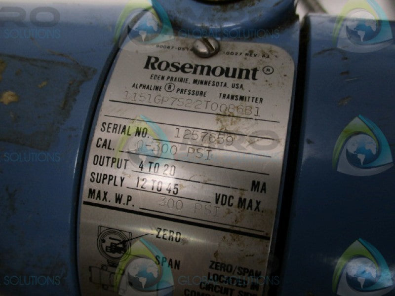 ROSEMOUNT 1151GP7S22T0086B1 PRESSURE TRANSMITTER 300PSI 4-20MA  UNMP