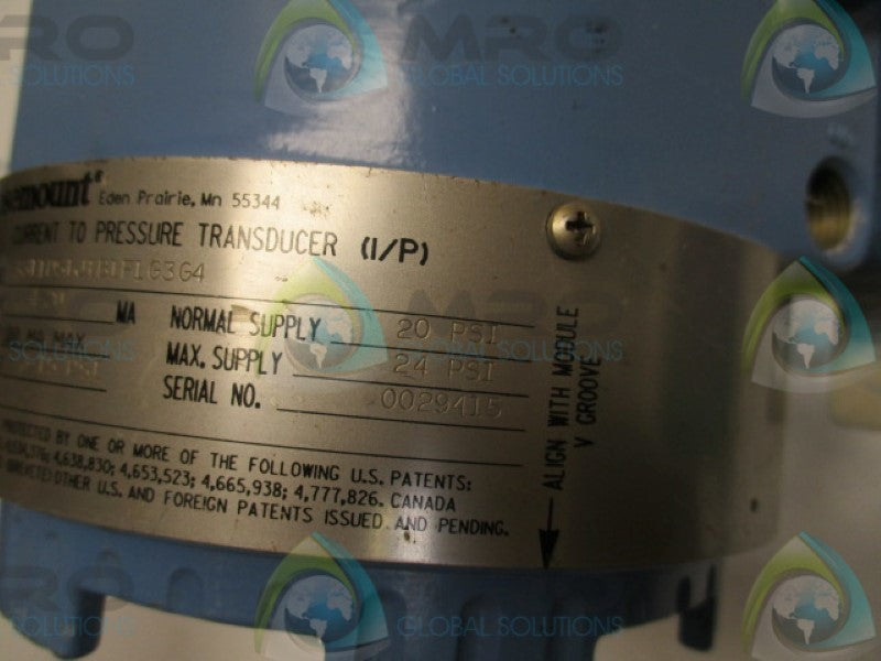 ROSEMOUNT 3311DS1J1B1F1G3G4 PRESSURE TRANSDUCER (AS PICTURED)  UNMP