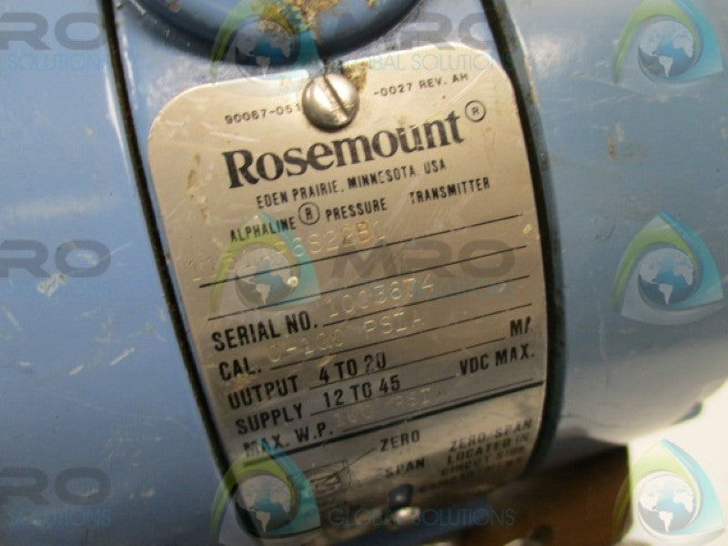 ROSEMOUNT 1151AP6S22B1 PRESSURE TRANSMITTER 100PSI 4-20MA  UNMP