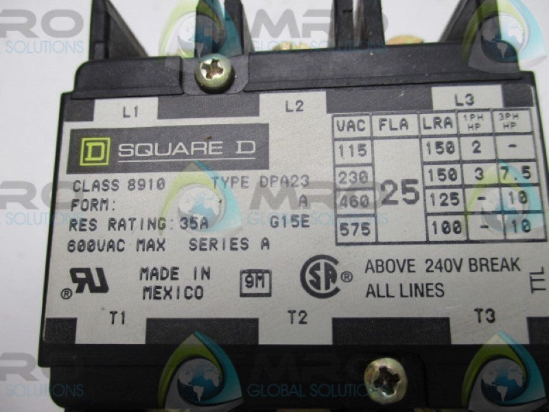 SQUARE D 8910-DPA23V02 SER.A CONTACTOR 120V * USED*