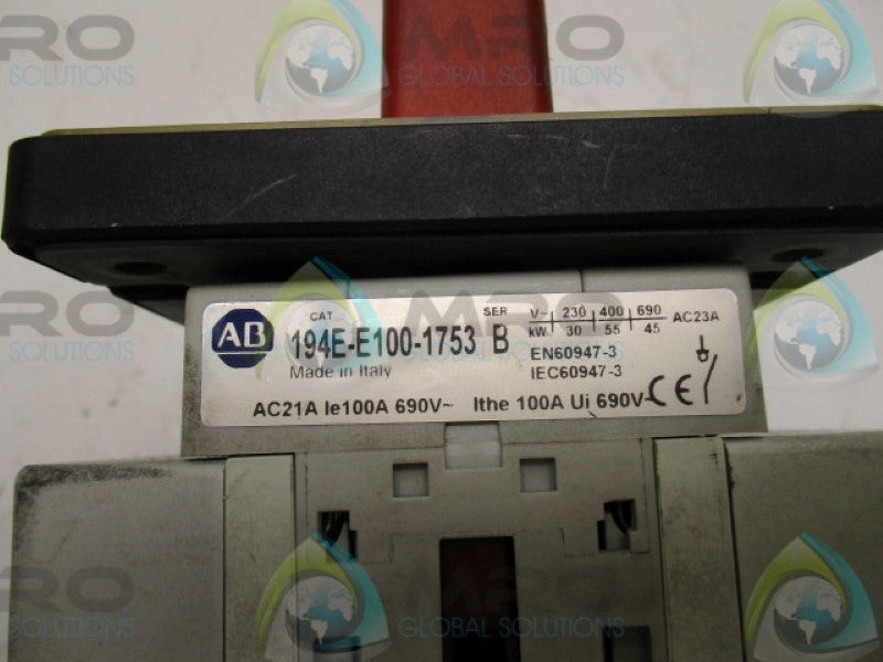 ALLEN BRADLEY 194E-E100-1753 SER. B LOAD SWITCH * USED*