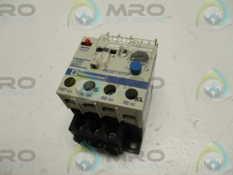 TELEMECANIQUE LR2K0307 OVERLOAD RELAY 1,2-1,8A *USED *
