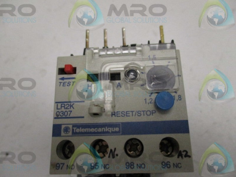 TELEMECANIQUE LR2K0307 OVERLOAD RELAY 1,2-1,8A *USED *