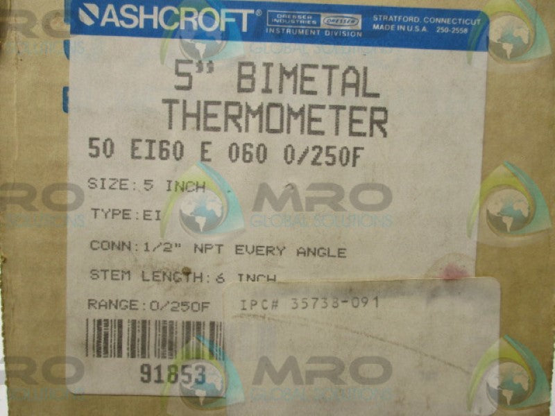 ASHCROFT 50EI60E060 0/250'F 5" NSMP