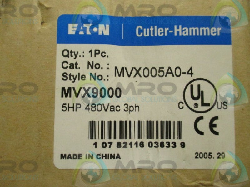 EATON CUTLER HAMMER MVX005A0-4 SENSORLESS VECTOR 5HP 480VAC 3PH * NEW IN BOX *